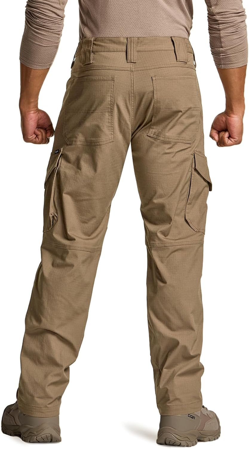 CQR Men’s Flex Ripstop Tactical Pants, Water Resistant Stretch Cargo ...